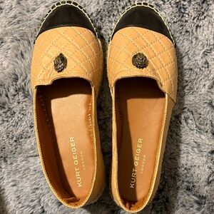 Kurt Geiger Beige Quilted Flats with Black Toe